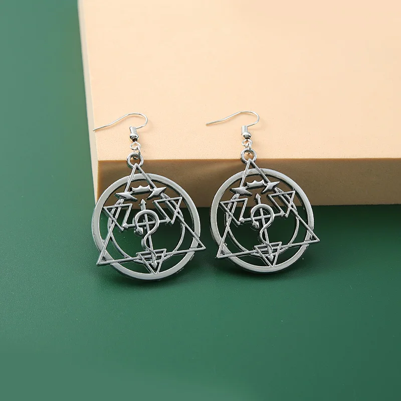 Цельнометаллические серьги-капли Alchemist для женщин и мужчин аниме ювелирные