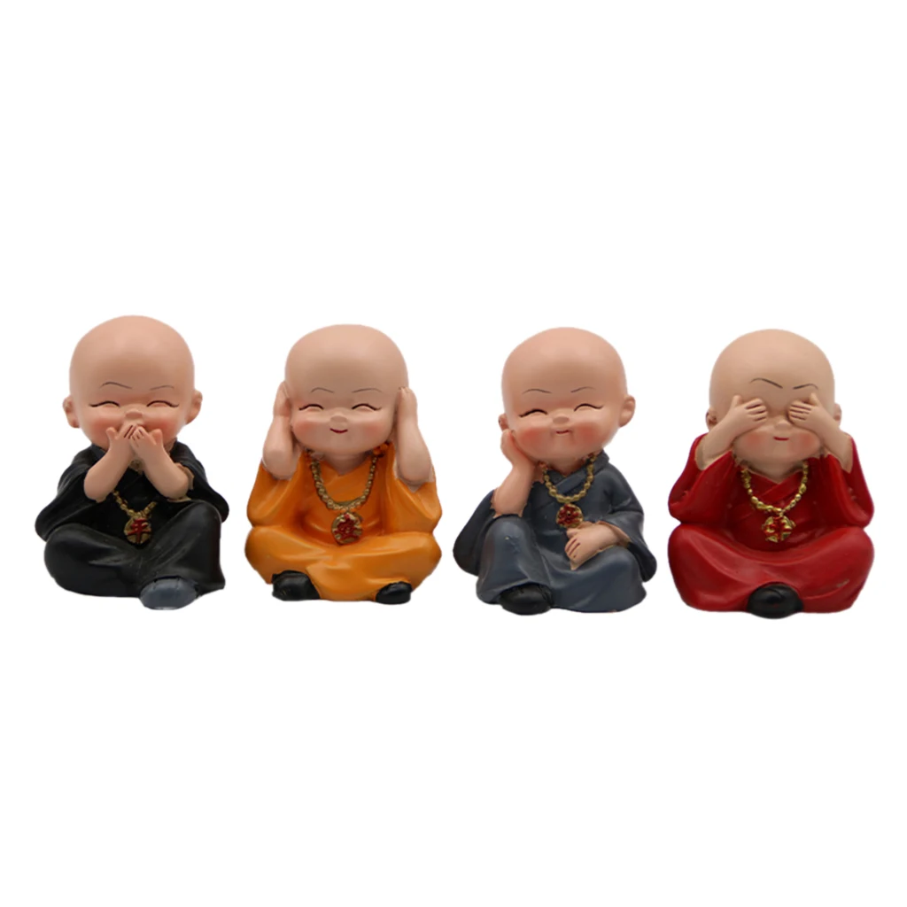 

4Pcs Miniature Figurine Home Desk Decor Fairy Garden DIY Craft Kung fu Monk