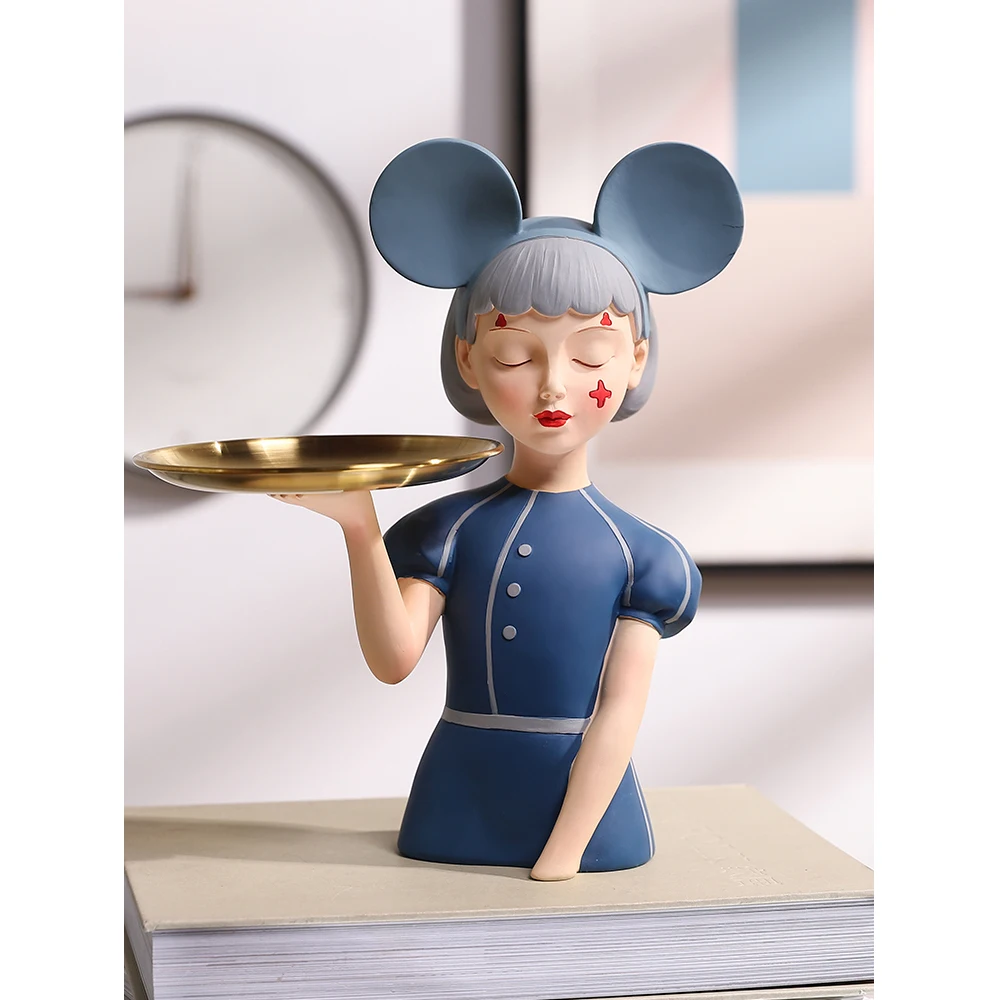 

Fashion Mouse Girl Sculpture Modern Home Decoration Living Room Decoration Resin Statue Desktop Accessories Crafts Holiday Gifts