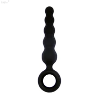 new five inch chain black silicone back court anal plug back court pull beads sex toys anal plug adult products