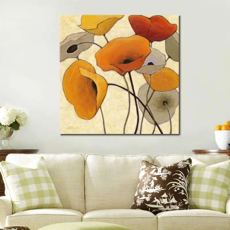 Настенный декор цветы тыква Мак холст Современная картина маслом Shirley Novak