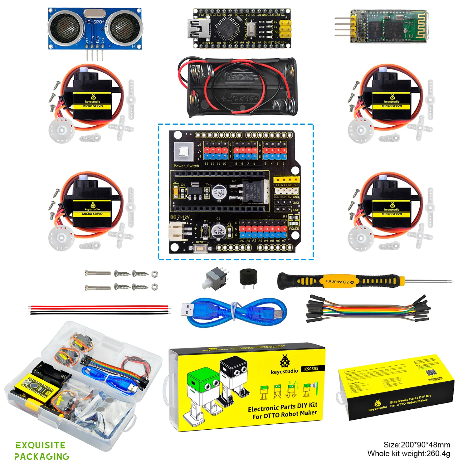 Keyestudio стартовый комплект для Arduino OTTO DIY Robot(без частей принтера