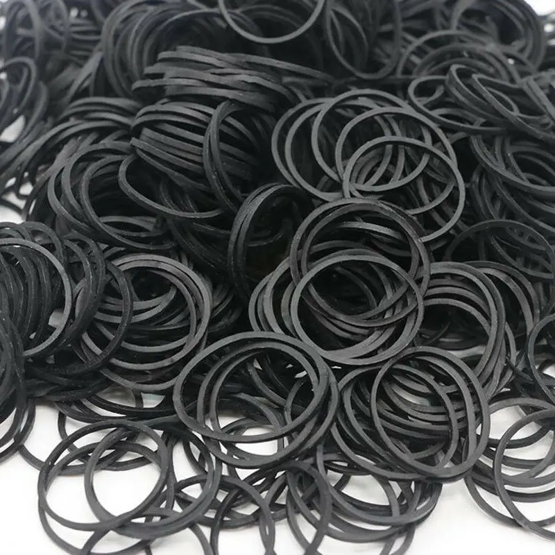 

500 Small Black Rubber Bands for Crafts Hobbies Pony Hair Holder Office Use