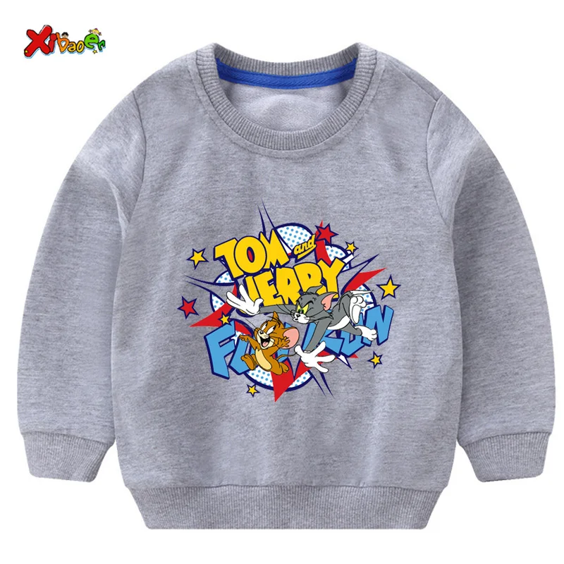 toddler girl sweatshirts baby boy hoodie children Pullover Tops Autumn Fashion Long Sleeve Cartoon Tom and jerry clothing