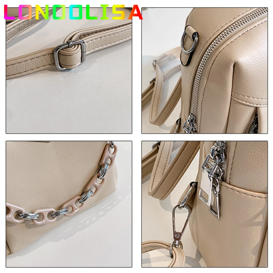 

Fashion Luxury Designer PU Chain String Backpack High Quality School Teenager Bagpack Large Capacity Lady Travel Class Bookpack