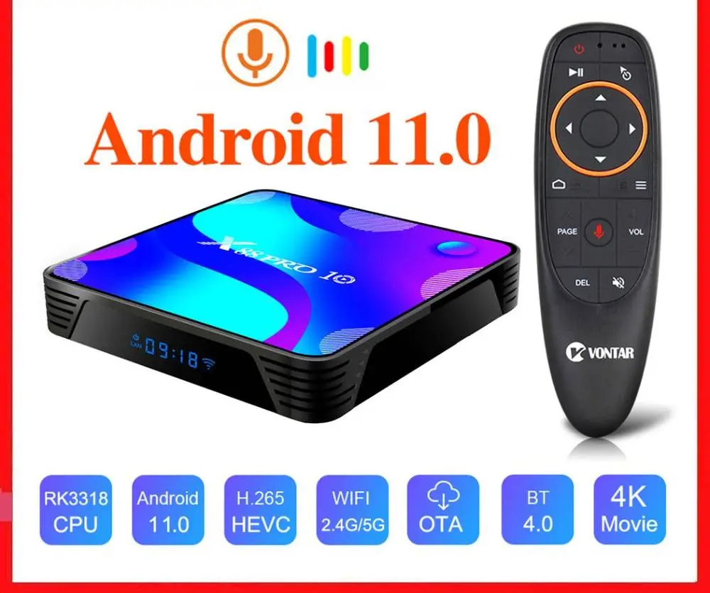 

RK3318 Android 11 Smart TV Box MAX 4GB RAM 128GB ROM BT4.0 TVBOX 5.8G Dual Wifi Android 10.0 Media Player 4K Set Top Box