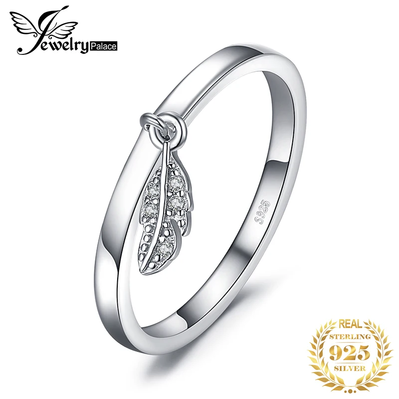 JewelryPalace 925 пробы серебро болтаться лист очарование перо кольцо для вашей подруги Новая горячая Распродажа как красивые подарки