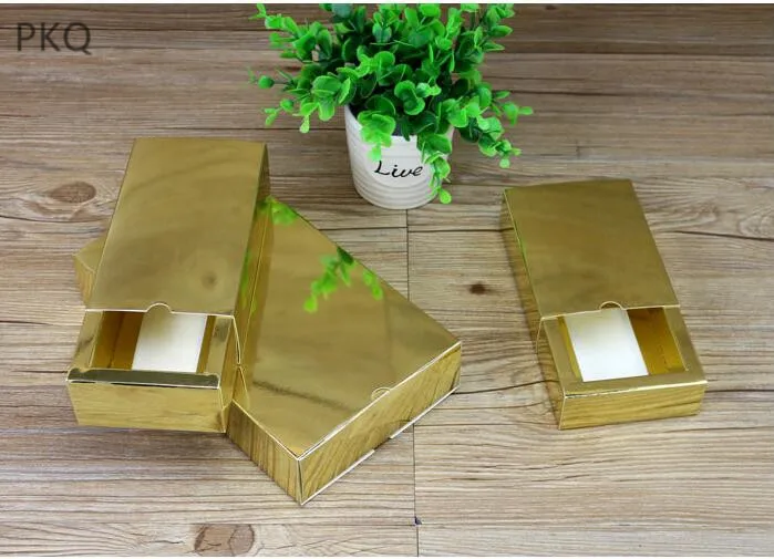 20 шт светло-золотой цвет бумажная Выдвижная коробка серебро картонная