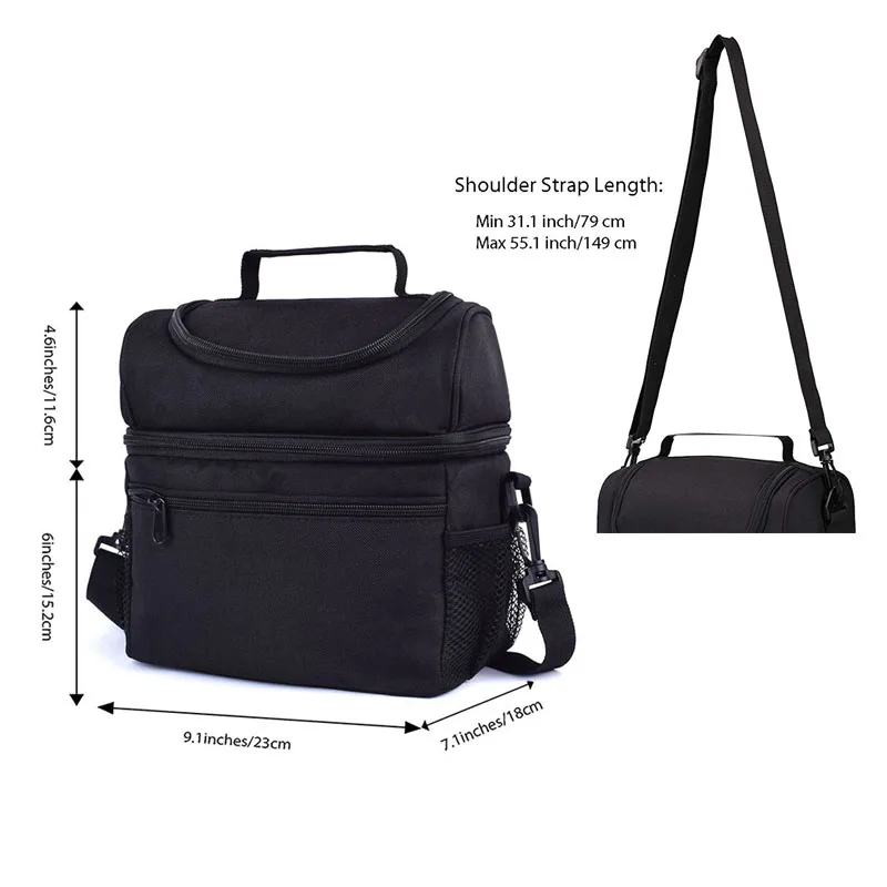 

Double Layer Insulated Thermal Cooler Bag Picnic Lunch Box Women Men Bento Fresh Keeping Leak-Proof Food Drink Container Pack