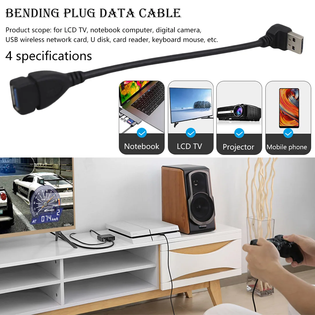Новый 20 см Marsnaska USB2.0 male to female USB 3 0 A Male Female 90 Угловой Удлинительный адаптер для