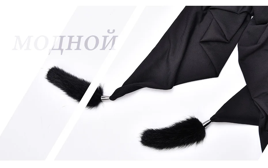 Женская шапка бини ENJOYFUR, элегантная шапка из натурального меха норки с шарфом на зиму
