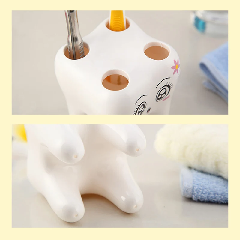 

Toiletry Cartoon Toothbrush Holder Teeth Shaped 4 Holes Tooth Brush Storage Stand Bathroom Supplies FRE-Drop