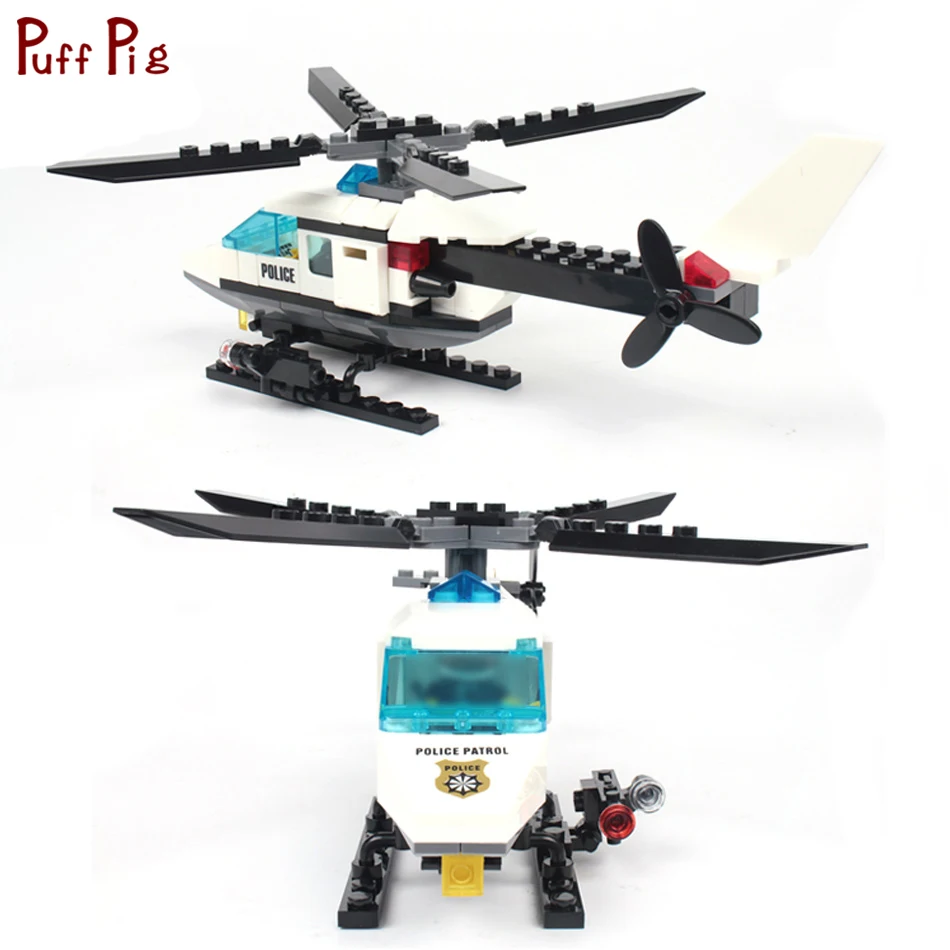 Вертолет городской полиции Air Force самолет мотоцикл строительные блоки военные