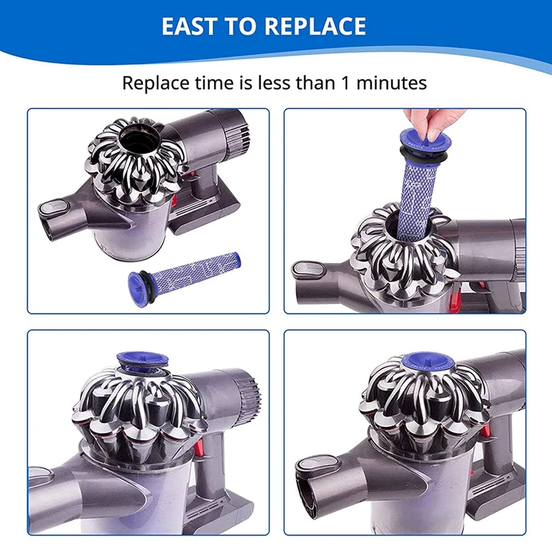 

Replacement Washable HEPA Pre-Filters for Dyson V6 V7 V8 DC58 DC59 DC61 DC62 DC74 Animal Vacuum Cleaner with Brush