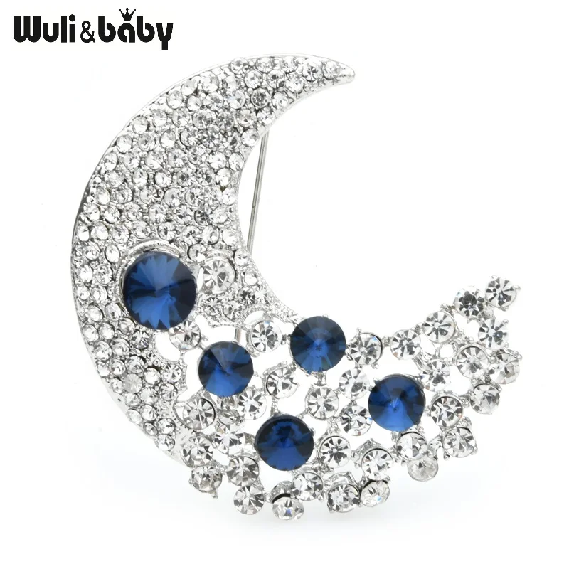Wuli &amp baby фиолетово-белая Хрустальная брошь в виде Луны женская и Мужская форме
