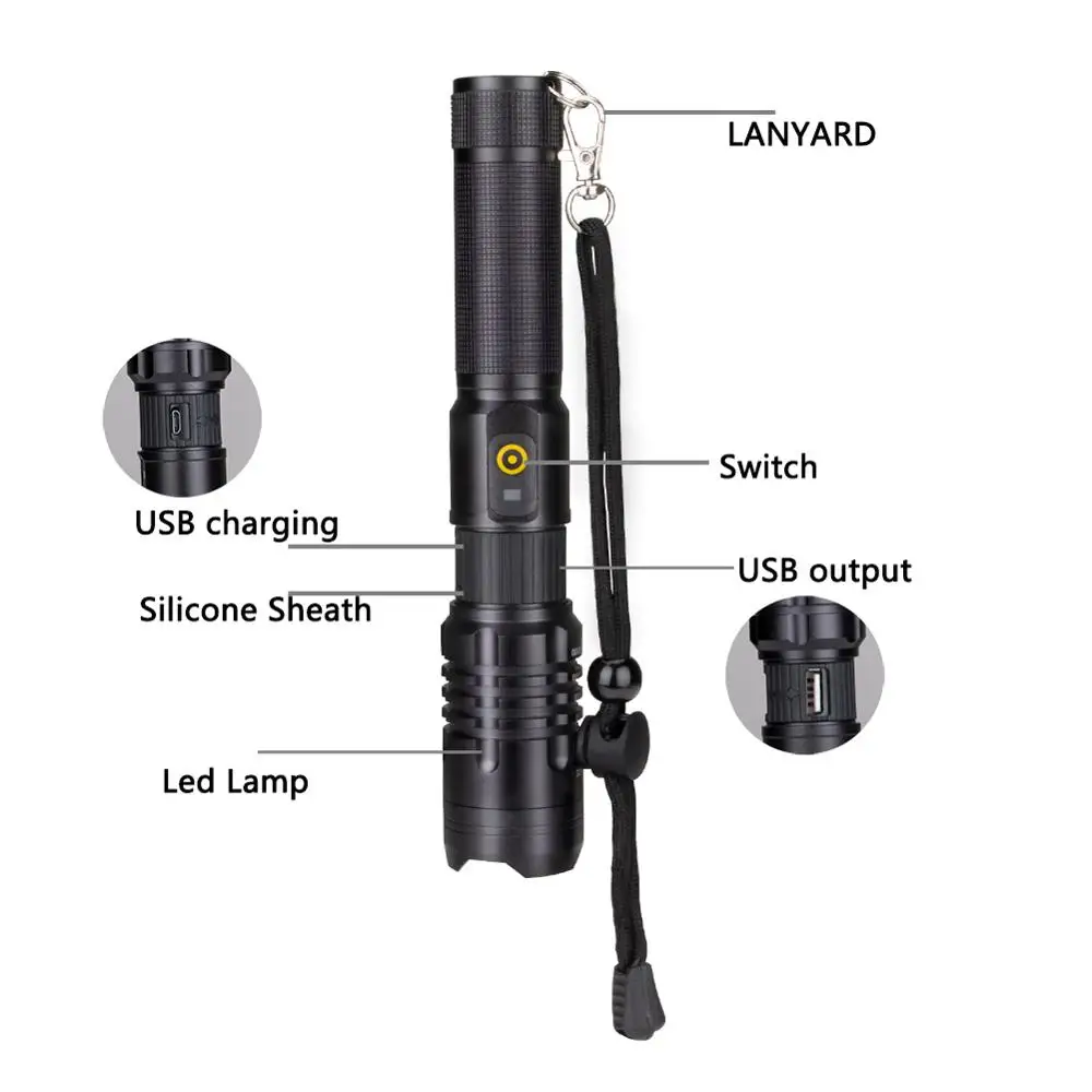 Фонарик P50 мощный IPX5 водонепроницаемый портативный мини фонарь с