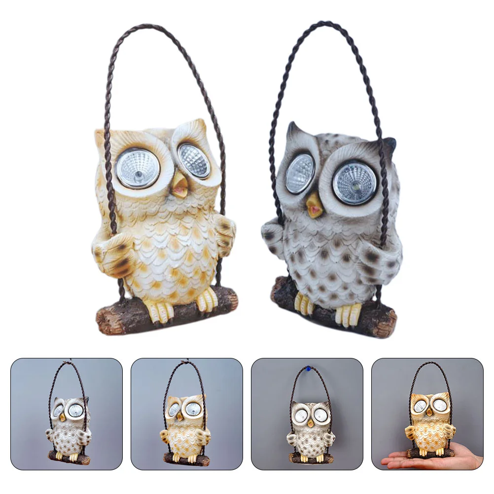 

2pcs Owl Statues Hanging Solar Lamps Solar Lamp Adornment Yard Scene Layout Decor