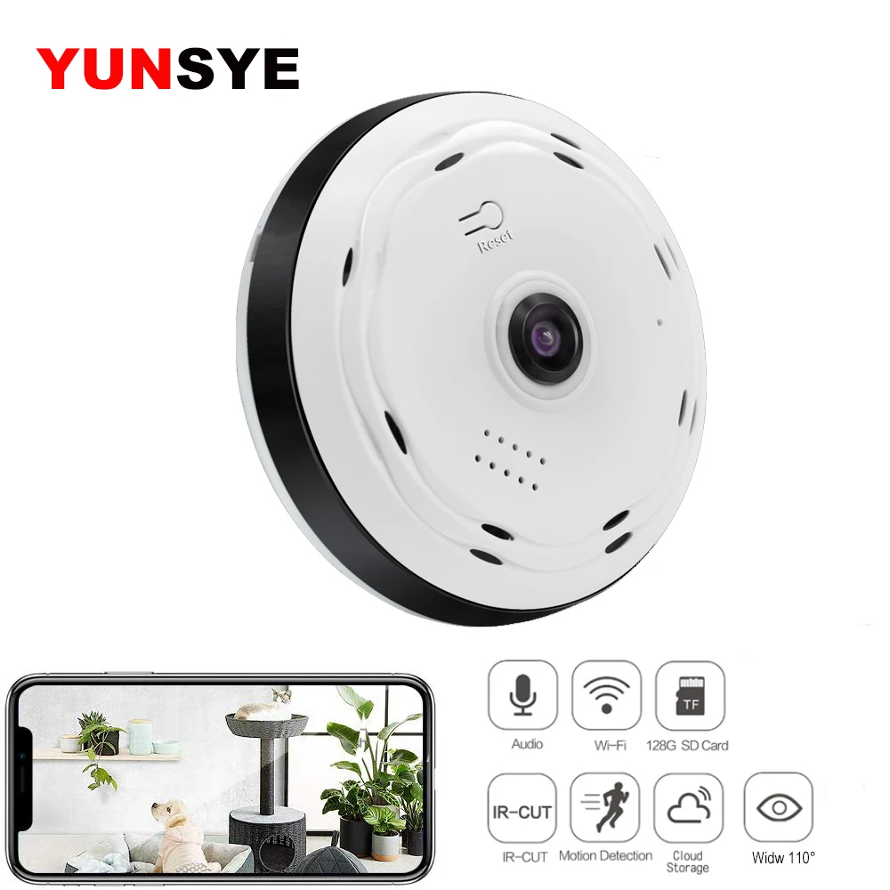 YUNSYE 360 градусов домашняя IP камера безопасности 960P/1080P умная панорама IPC P2P