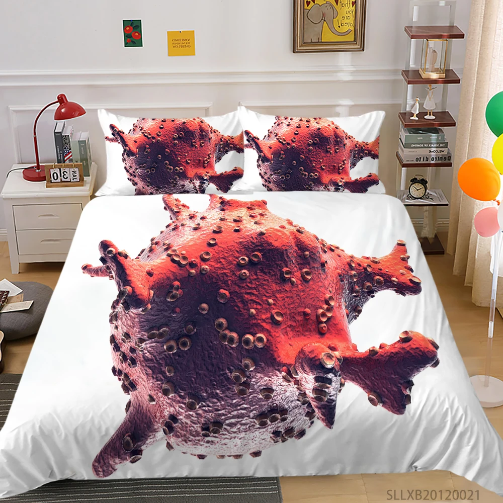 

Home Textile Microorganism Bedding Set 3D Printing Duvet Cover Set Queen Size Polyester 2/3 Pcs Unique Bed Gift Hot Selling