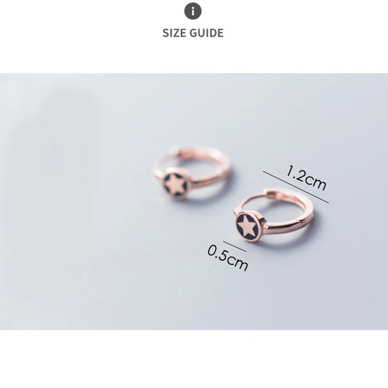 Trusta 100% 925 Sterling Silver Hoop Geometric Black Star Ear Cuff Clip Earrings For Women Piercing Fashion Jewelry DS1529 | Украшения и