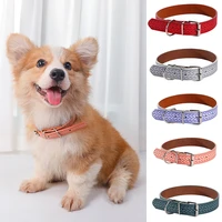 pu collars solid colors adjustable pet dog comfortable soft striped collars convenient personalized leather striped pet supplies