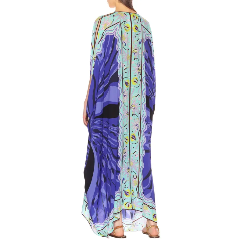 

SONDR 2021 Over Long Length V Collar Dress Women Mid Sleeve Elastic Knit Embroidery Print Bohemian New Autumn Fashion