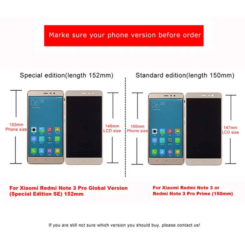 150mm Дисплей для Xiaomi Redmi Note 3 3 Pro LCD в сборе с тачскрином на рамке 5.5'' черный белый золото