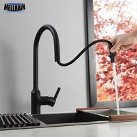 hidden aerator pull out kitchen faucet matte black chrome kitchen sink water mixer tap single hole basin brass faucet