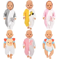 doll clothes animal onesies with hats pajamas outfits fit for 18 inch american doll girl new born baby zapf dolls accessories
