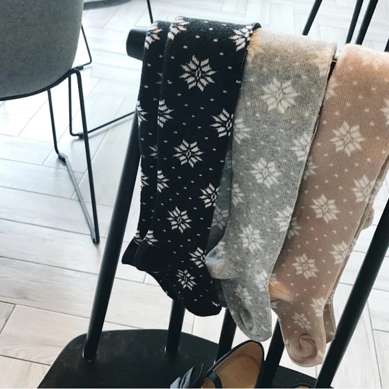 

Best Sale Baby Girls Snowflake Embroidery Tights Cotton Girls Knee High Socks Tights Baby Girl Christmas Pantyhose Kids Tights