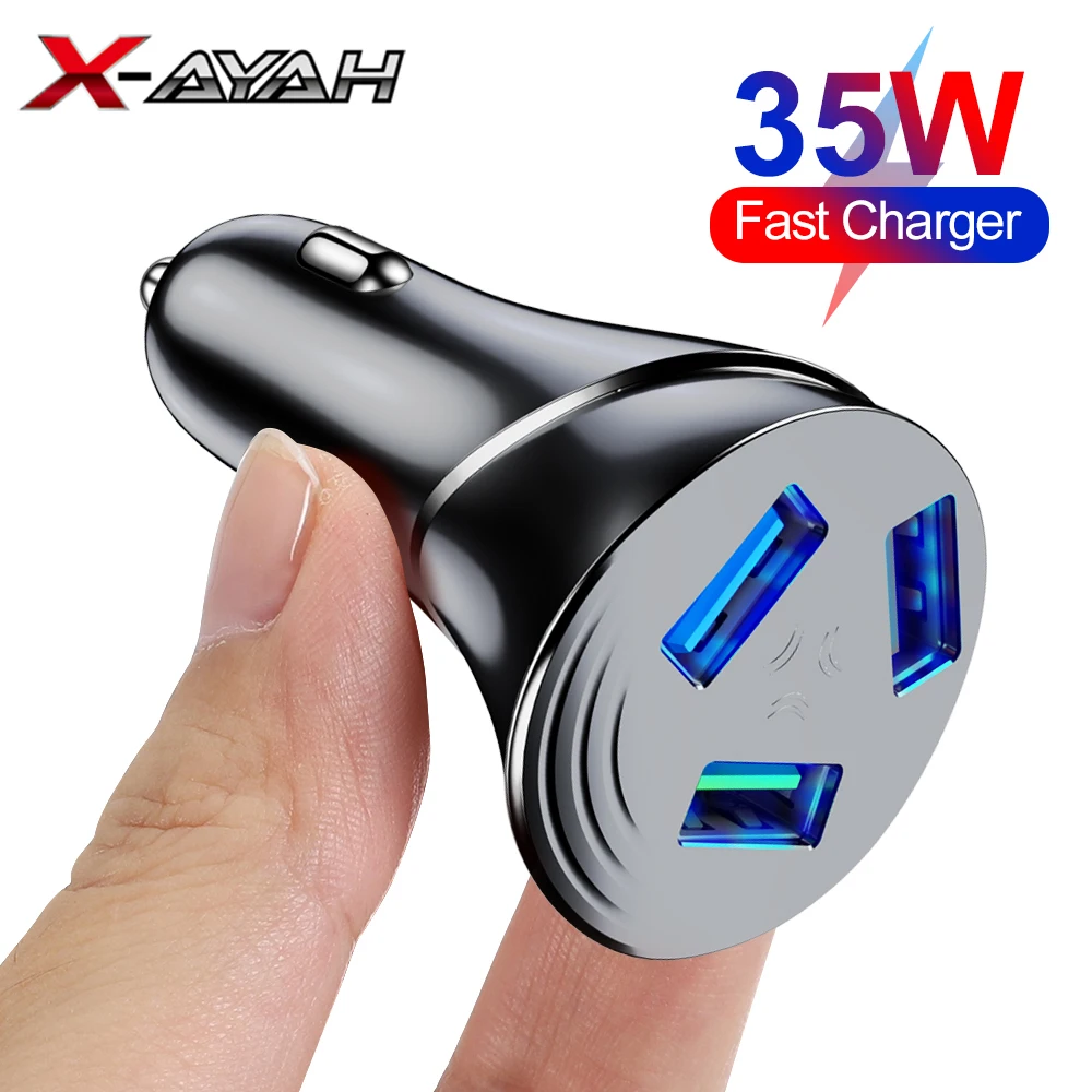 

Автомобильное зарядное устройство с 3 портами USB A, многофункциональная совместимая головка для быстрой зарядки, подходит для IPhone, Xiaomi, Redmi, ...