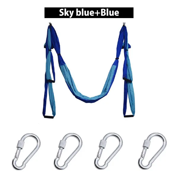 Sky blue with Blue 6 ручек, антигравитационный гамак для йоги, трапециевидный домашний гимнастический подвесной ремень, Свинг ремень, устройство для пилатеса с воздушной тягой, 2,5*1,5 м - Цвет: Sky blue with Blue