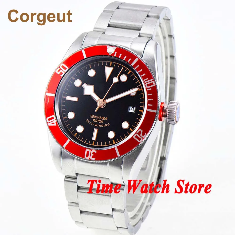 Автоматические Мужские часы с сапфировым стеклом 41 мм светящиеся черные