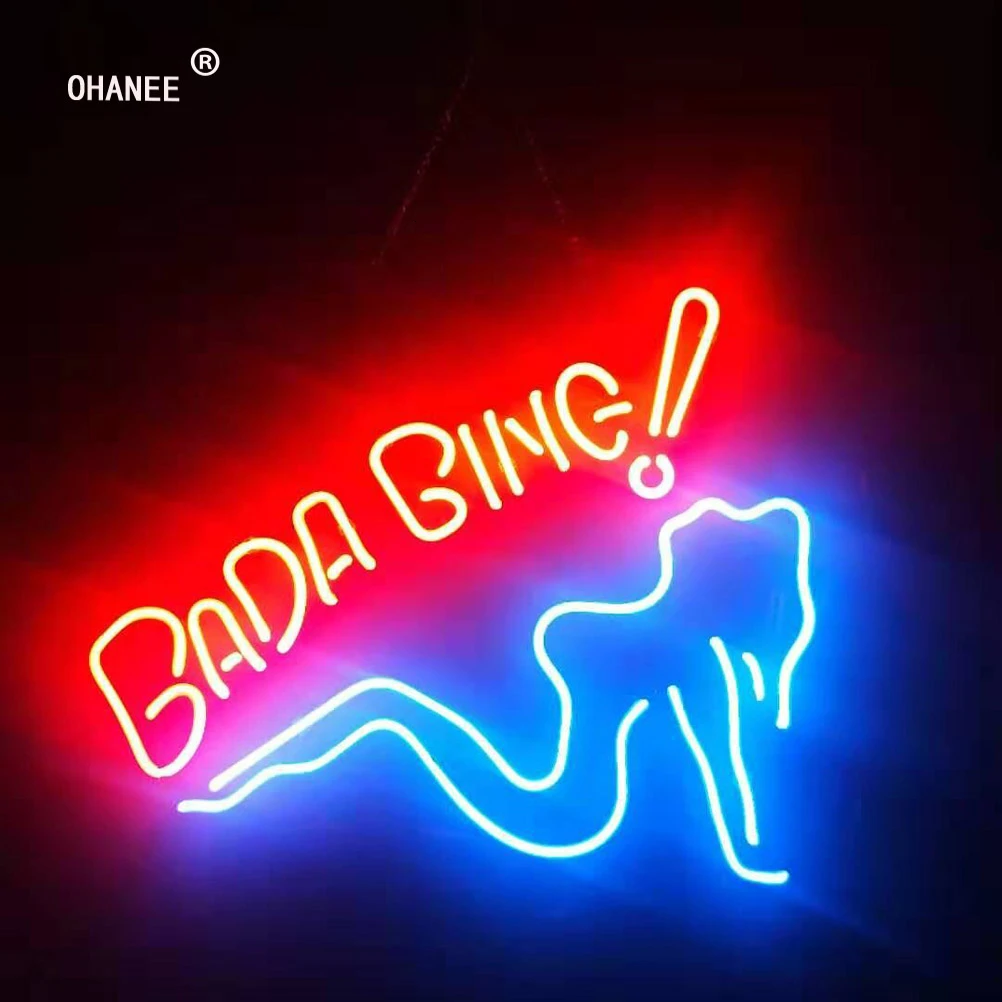 OHANEE Custom Bada Bing Girl Sign светильник Настоящее неоновое стекло трубка ручной работы