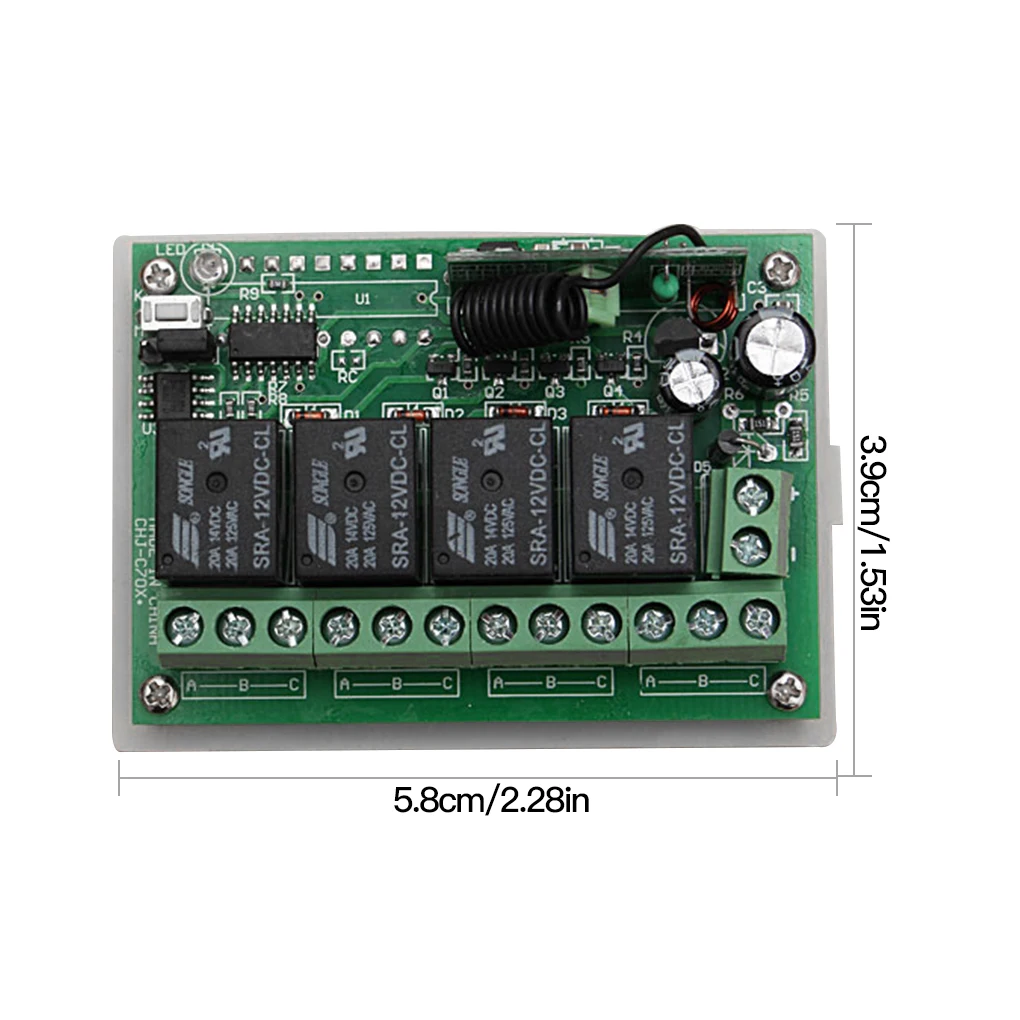 DC 12V 4CH Channel 433Mhz Wireless Remote Control Switch Garage Gate Window Curtain Roll-up Door Controller | Электроника