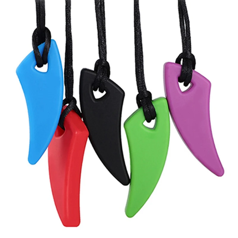 

Safety Silicone Wolf Teeth Pendant Chew Toys For Baby Necklace Teether Biting Sensory Toys for Children Kids Chew Toys