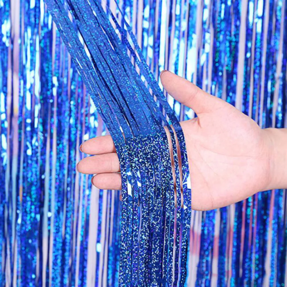 3 м вечерние фон Шторы металлическая бахрома из фольги мерцание украшения стены