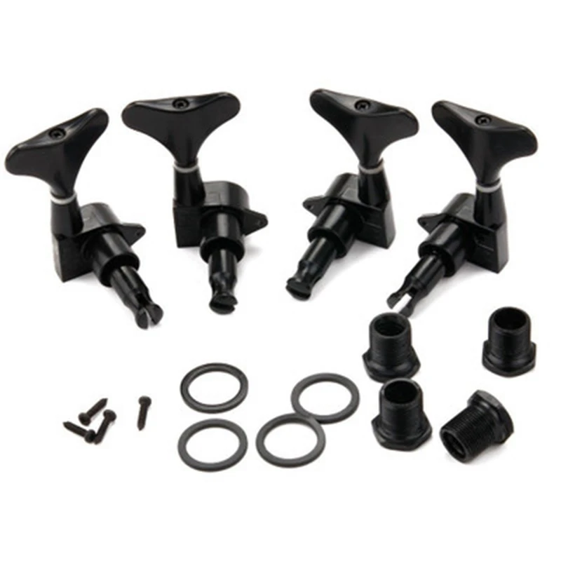 

4 Pcs Guitar Tuning Pegs 2R&2L Tuners Machine Heads with Ferrules for String Bass Accessories Black