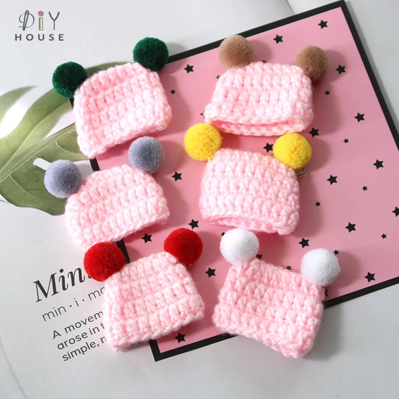 5 шт. вязаные помпоны розовые мини шляпы сделай сам для рукоделия детей материал