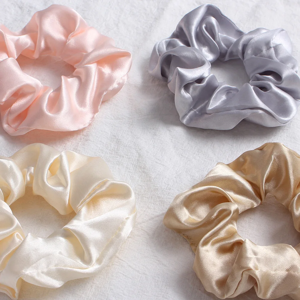 

Fashion Silky Satin Hair Scrunchies Elastic Solid Color New Soft Women Girl Strtchy Accessories Hair Tie Rope Hair Ring Ponytail