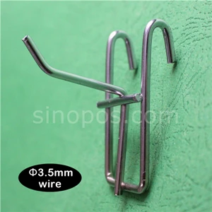 3.5mm wire style Проволочные крючки Gridwall, один зубец, стальной прямой крючок для сетки, стеновые панели, один стержень, держатель для инструментов, инвентарь, металлическая вешалка - Цвет: 3.5mm wire style