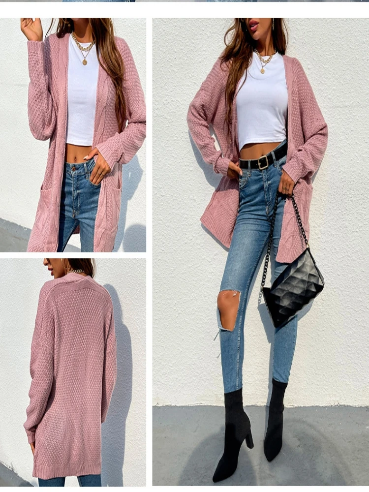 

Autumn Women Clothing Winter Sweet Top Twist Knit Cardigan Solid Ladies Casual Jacket Simplicity Long Cardigan Spring Clothes