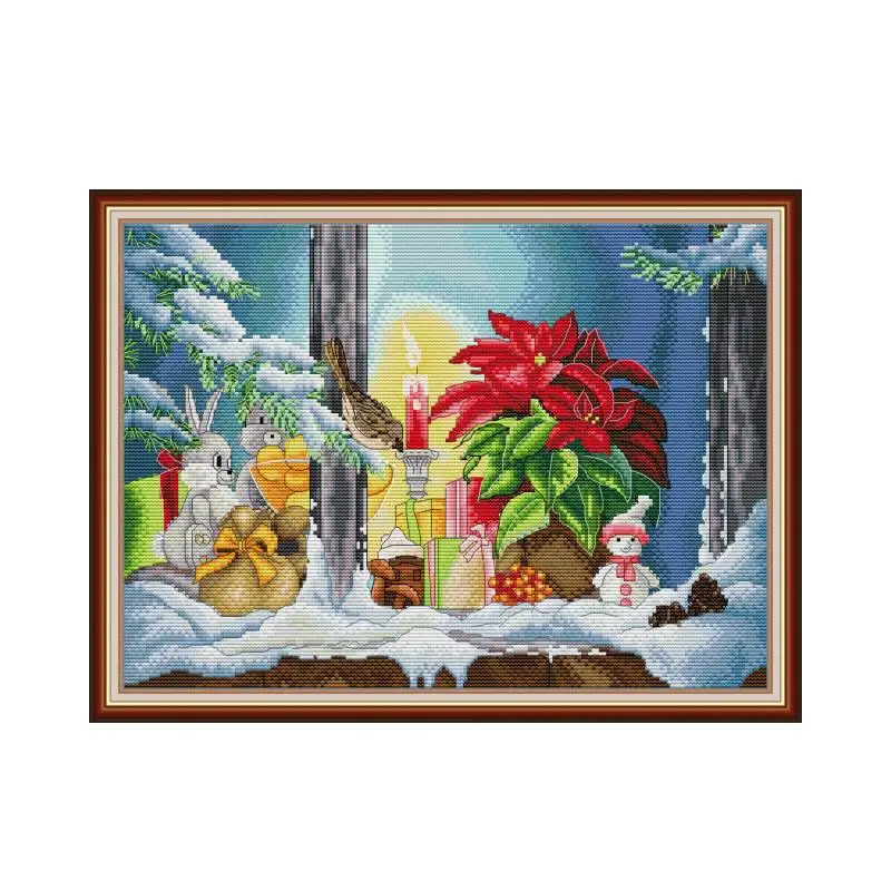 Набор для вышивки крестиком Птица за окном aida 14ct 11ct с рисунком холсты стежков