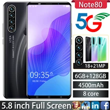 Note80 Smartphone Global Version Cell Phone 6GB RAM +128GB ROM  Unlocked Dual Sim Android Mobilephone Celulares Androidphone