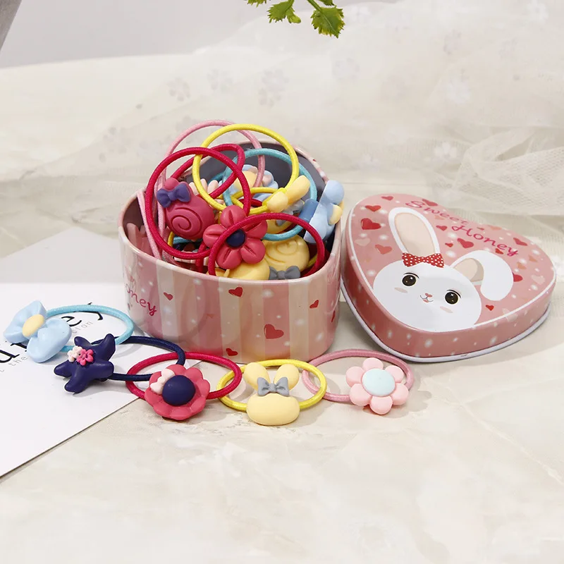 Rabbit Box Mix Color 20 шт./кор., цветные эластичные резинки для девочек, милые ленты для волос с цветочным рисунком, обруч со звездой, Детские аксессуары для волос головной убор - Цвет: Rabbit Box Mix Color