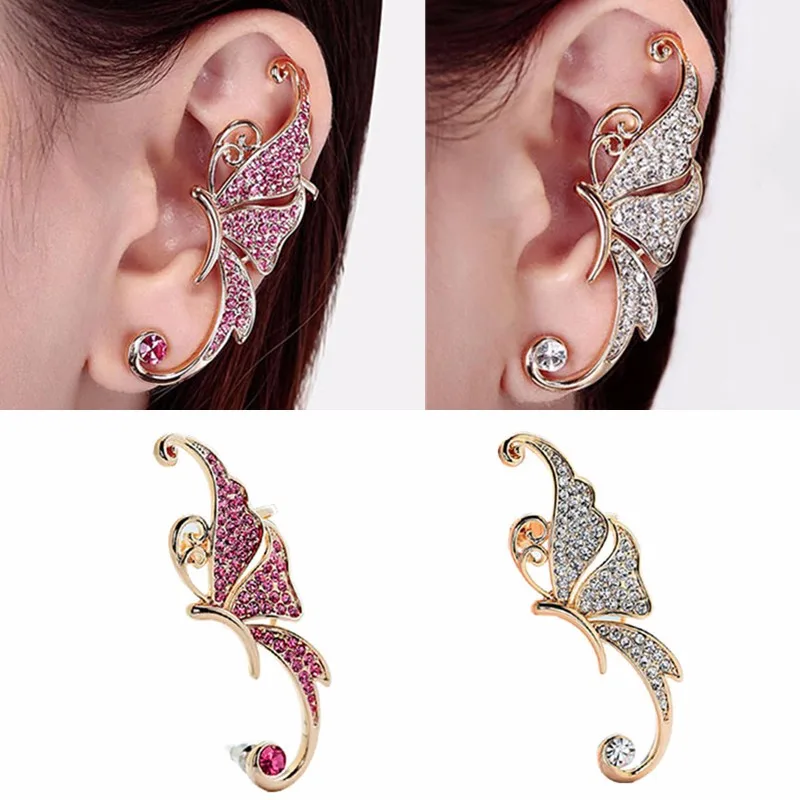 

New Fashion Trendy Girls Ladies Silver/Gold Plated Single No Pierced Ear Clip Ear Hanging Stud Earrings Jewellery Accessories