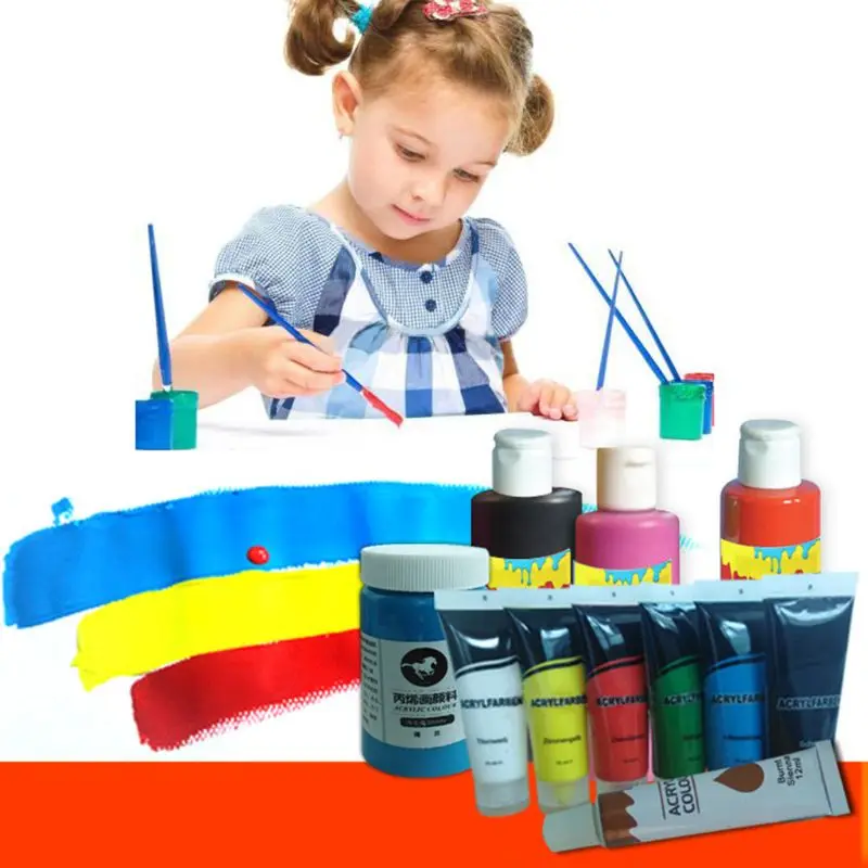 

12 цветов 12 мл тюбик акриловой краски набор художественных инструментов для рисования для детей Сделай Сам водостойкий