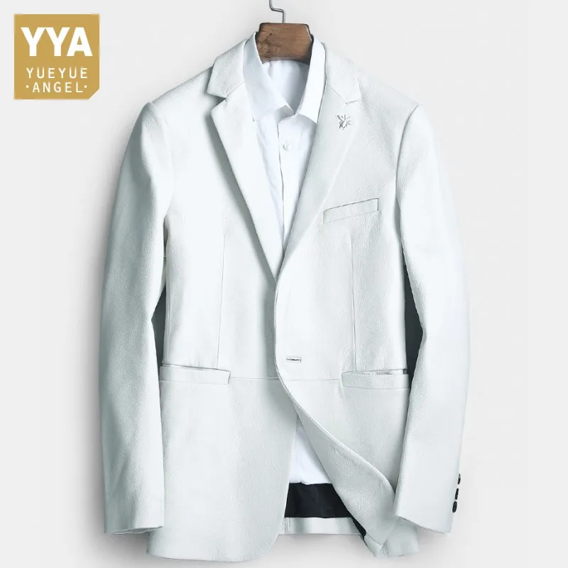 Роскошный мужской официальный блейзер из натуральной овечьей шкуры белый