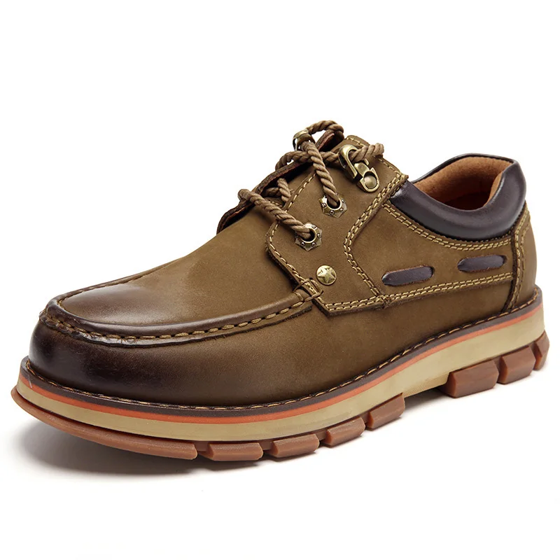 Туфли мужские из натуральной кожи низкие рабочие сапоги уличная модная обувь на