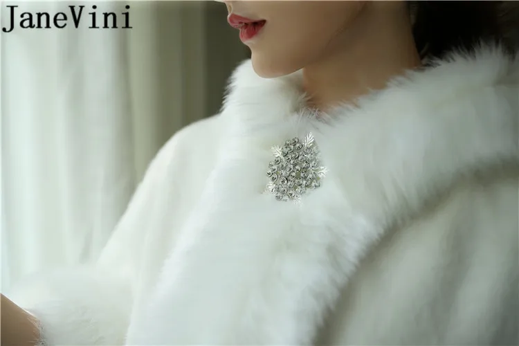 JaneVini свадебное пальто накидки невесты с капюшоном Осень зима 2020 шуба из